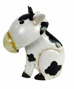 Flash Sale ⌛ RK Brand Alpine Sitting White Metal Cow Décor - IPS432HH - Garden Accessories 🤩
