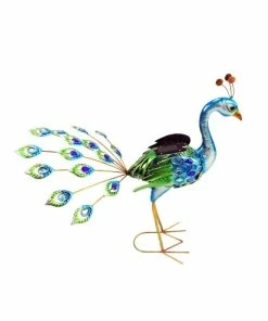 Hot Sale ⭐ Alpine Solar Garden Peacock Décor with LED Light - SLL2268SLR-HH - Lighting, Torches & Firepits 🎉