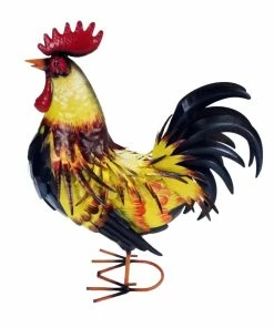 Brand new 👏 RK Brand Alpine Black and Yellow Metal Rooster Statue - HEH420 - Garden Accessories ✨