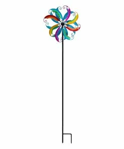 Flash Sale 👍 Alpine Multi-Color Metal Windmill Stake - BVF206 - Garden Accessories 😍