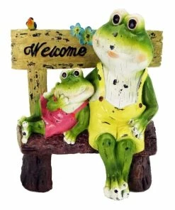 Budget ✨ Alpine Welcome Bench Frogs Statue - GDS160HH - Garden Accessories ✔️