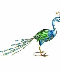 Hot Sale ✔️ Alpine Solar Garden Peacock Décor with LED Light - SLL2266SLR-HH - Lighting, Torches & Firepits 😍