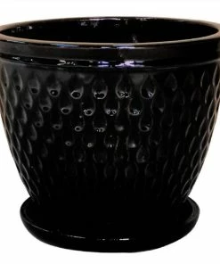 Hot Sale ⭐ Various Brands Waffle Planter, Glossy Black, Large - ASCBRP6GBL - Planters ✨
