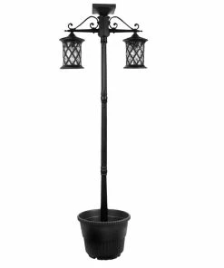 Best Pirce 🎁 Various Brands Solar Two-Head Lamp Post with Planter 16169 - Planters 🔥