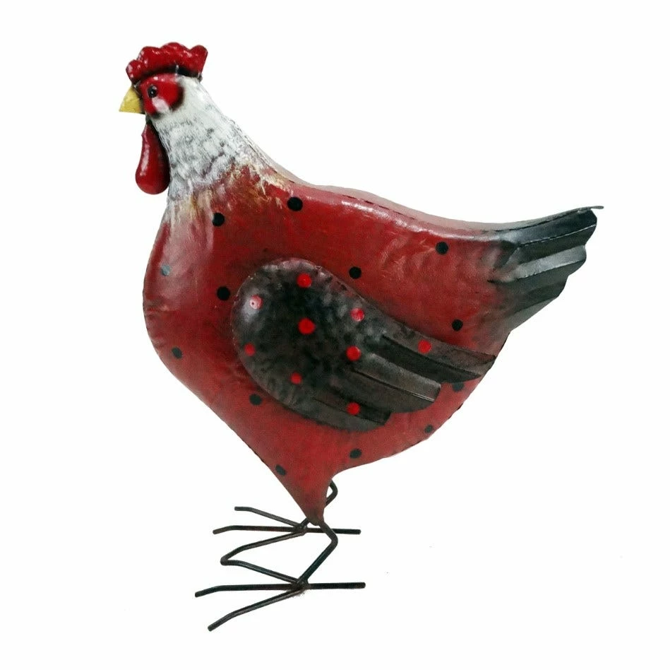 Wholesale 🤩 RK Brand Alpine Polka Dot Red and Brown Standing Metal Hen Décor - JUM438HH - Garden Accessories ✔️ 1 Wholesale 🤩 RK Brand Alpine Polka Dot Red and Brown Standing Metal Hen Décor - JUM438HH - Garden Accessories ✔️