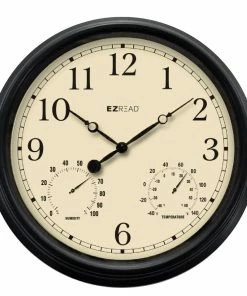 Best Sale 🥰 EZ Read 15" Vintage Clock/Thermometer/Hygrometer 850-0057 - Thermometers & Weather Gauges 😍