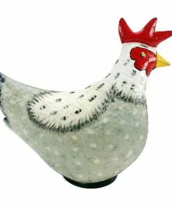 Best deal 🥰 RK Brand Alpine Polka Dot White and Gray Metal Laying Hen Décor - JUM440HH - Garden Accessories ✔️