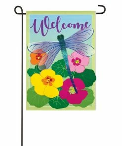 Wholesale 👏 Evergreen Dragonfly Welcome Garden Applique Flag - 169131 - Garden Flags 😍
