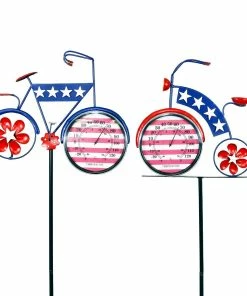 Outlet 💯 Alpine Americana Cycle Spinner Stake - LJJ1094A - Garden Accessories 🔔