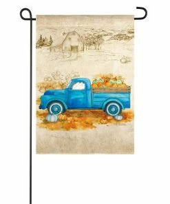 Coupon 😀 Evergreen Pumpkin Farm Truck Garden Suede Flag - 14S9281 - Garden Flags 🧨