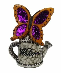 New 💯 Alpine Glittered Butterfly Watering Can 'Welcome' Statue - WQA1400HH - Garden Accessories 🛒