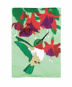 Discount 😍 Evergreen Hummingbird and Fuchsia Garden Applique Flag - 169130 - Garden Flags 🔥