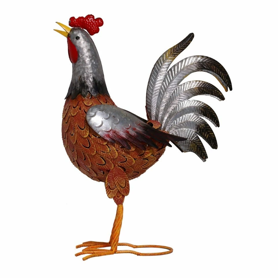 Wholesale π RK Brand Alpine 20" Tall Silver and Rust Rooster Statue - JUM388 - Garden Accessories π 1 Wholesale π RK Brand Alpine 20" Tall Silver and Rust Rooster Statue - JUM388 - Garden Accessories π