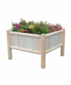 Hot Sale ⌛ Maple Ridge Log Wood Raised Garden Bed 2A-OF143 - Planters 😍