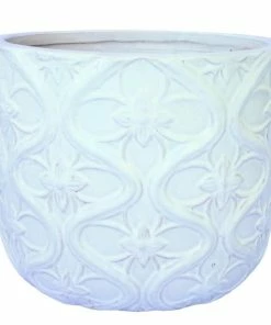 Outlet ❤️ Various Brands Floral Decorative Planter, White, Large - GC0517BWL - Planters ⭐