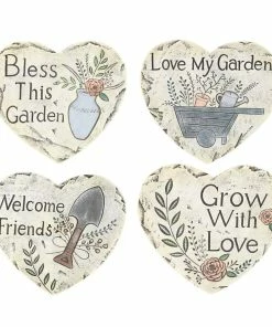 Outlet 🤩 Alpine Welcome Hearts Stepping Stone - WQA1088ABB - Garden Accessories 🛒
