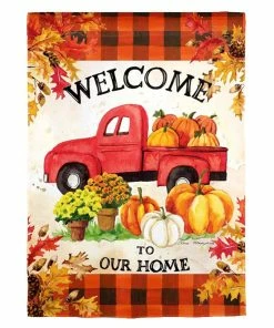 Best Pirce 😉 Evergreen Pumpkin Farm Truck Suede Garden Flag - 14S9912 - Garden Flags 🤩