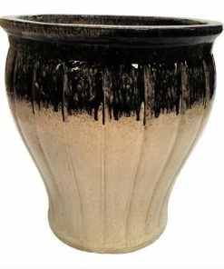 Discount β¨ Various Brands Curvy Fluted Planter, Black Cream, Medium - MJY205BKCM - Planters β¨