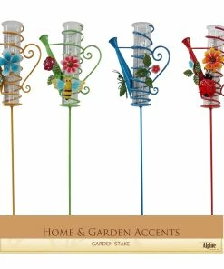 Discount 🛒 Alpine Assorted Watering Can Rain Gauge Garden Stake JFH650A-16 - Garden Accessories 🌟