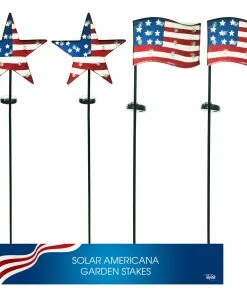 Budget ✔️ Alpine Assorted Solar Patriotic Garden LED Stakes YCC198A - Bird Houses 🛒