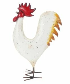 Flash Sale 👍 RK Brand Alpine White Metal Standing Rooster Décor - KOC266HH - Garden Accessories 🔔