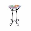 New 🎁 Alpine Floral Glass Mosaic Birdbath with Metal Stand - HMD106A - Bird Bath 😉