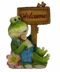Coupon ⌛ Alpine Laid Back Frog Statue with Welcome Sign - GDS166HH - Garden Accessories 🔔