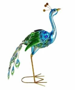 Outlet ⭐ Alpine Solar Garden Peacock Décor with LED Light - SLL2270SLR-HH - Lighting, Torches & Firepits 🎁