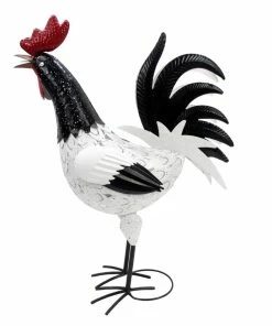 Outlet ✔️ RK Brand Alpine White Spotted Black Rooster Statue - JUM392 - Garden Accessories 🧨