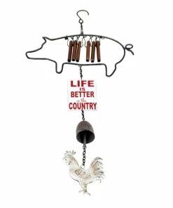 Brand new 👍 RK Brand Alpine "Life Is Better In The Country" Pig Wind Chimes - LJJ1428HH 🛒