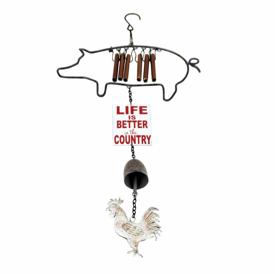 Brand new π RK Brand Alpine "Life Is Better In The Country" Pig Wind Chimes - LJJ1428HH π 1 Brand new π RK Brand Alpine "Life Is Better In The Country" Pig Wind Chimes - LJJ1428HH π