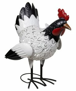 New 🥰 Alpine White Spotted Rooster Statue - JUM394 - Garden Accessories 😉