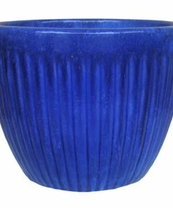 Budget 👏 Various Brands Round Planter with Vertical Ribbing, Falling Blue, Small - GC0577FBS - Planters 🛒